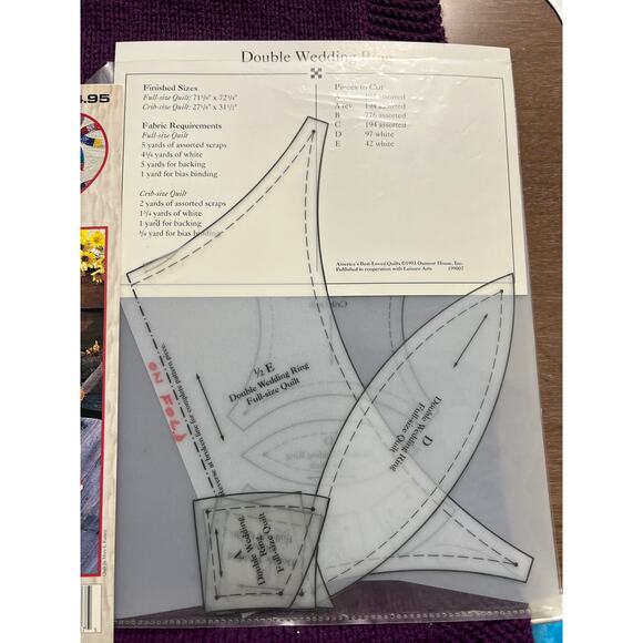 quilt pattern double wedding ring pattern with vinyl templates - Picture 2 of 5